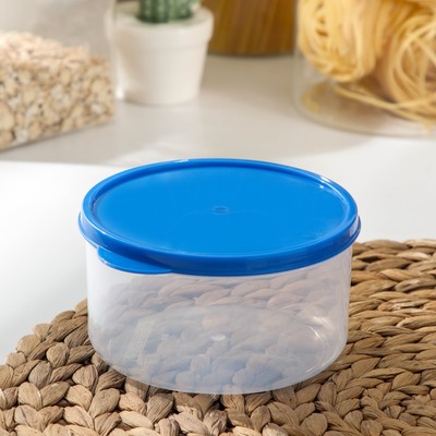 Контейнер для хранения Доляна, пищевой, 500 мл, пластик, прозрачный, крышка синяя