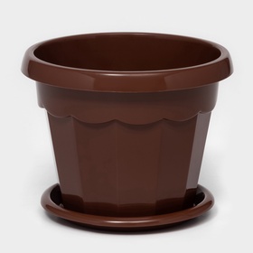 Горшок для цветов с поддоном «Доляна. Эрика», 700 мл, пластиковый, коричневый 1345253