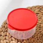 Контейнер круглый Доляна, пищевой, 500 мл, прозрачный, крышка красная - Фото 2