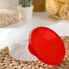 Контейнер круглый Доляна, пищевой, 500 мл, прозрачный, крышка красная - Фото 3