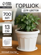 Горшок для цветов с поддоном «Доляна. Эрика», 700 мл, пластиковый, белый - Фото 1