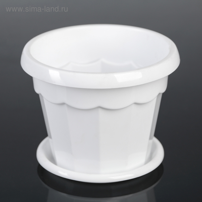 Горшок для цветов с поддоном «Доляна. Эрика», 700 мл, пластиковый, белый - Фото 1