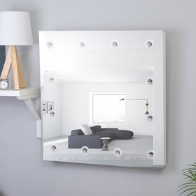 Зеркало, гримерное, настенное, 12 лампочек, 60×60 cм