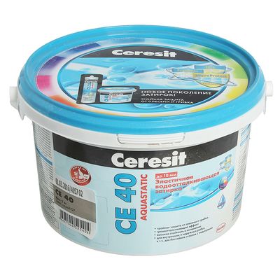 Эластичная водоотталкивающая затирка ceresit CE40 aquastatic (1-10 мм), серая, 2 кг