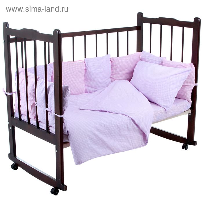 Комплект в кроватку 4 предмета "Мозаика", цвета сиреневый/розовый (арт. 10407) - Фото 1