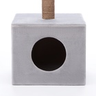 Домик для кошек с когтеточкой «Куб», 35×30×85 см, с площадкой и игрушкой, цвет МИКС - Фото 4