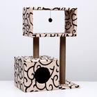 Домик для кошек с когтеточкой "Куб", с мезонином и игрушкой, 60 х 35 х 85 см, микс цветов - фото 20648283