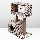 Домик для кошек с когтеточкой "Куб", с мезонином и игрушкой, 60 х 35 х 85 см, микс цветов - фото 8557543