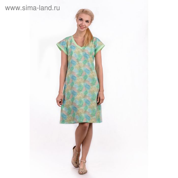 Сорочка женская "Хризантемы", цвет салатовый, размер 54 (арт. ML2537/01) - Фото 1