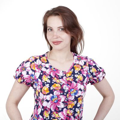 Халат женский на пуговицах PK980/01 малиновый МИКС, размер 52 (104)