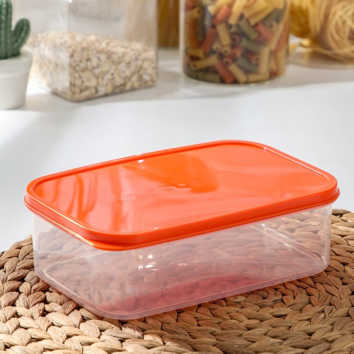 Контейнер пищевой Доляна, 1,2 л, цвет оранжевый - Фото 1