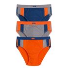 Набор мужских трусов плавки 3 шт., размер 50 (XL), цвет оранжевый/серый/синий - Фото 1