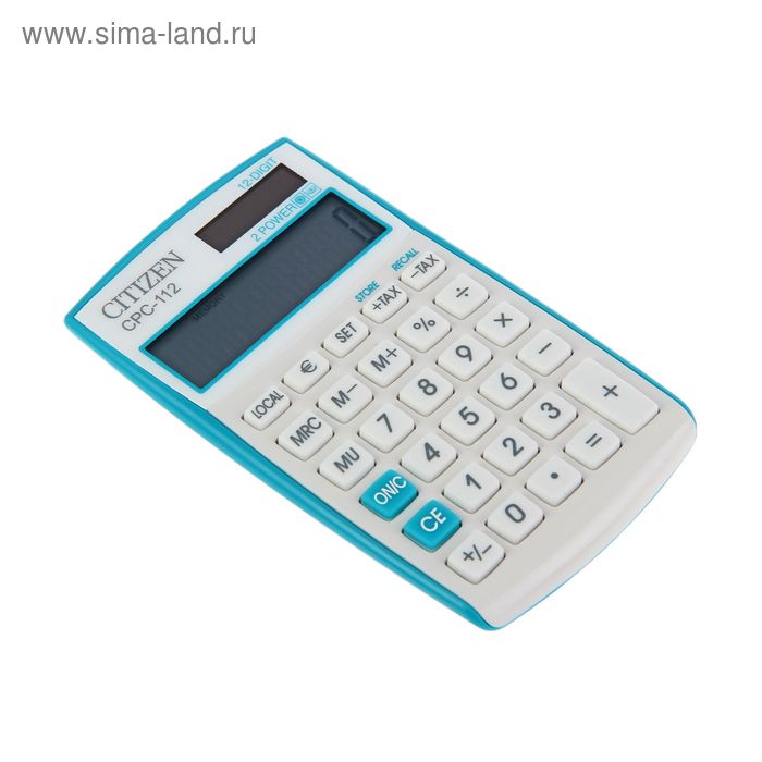 Калькулятор настольный 12-разрядный CPC-112VBL,72*120*9мм, двойное питание, синий - Фото 1