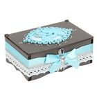 Шкатулка "Мамины сокровища" голубая 16х11,5х7 см - Фото 1