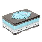 Шкатулка "Мамины сокровища" голубая 16х11,5х7 см - Фото 6