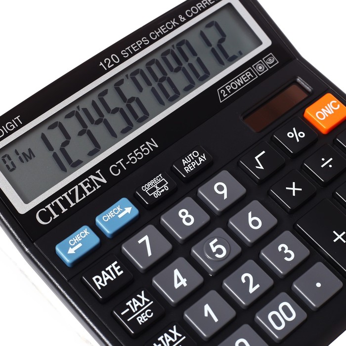 Калькулятор настольный 12-разрядный, Citizen "CT-500J", двойное питание, 128 х 130 х 34 мм, чёрный