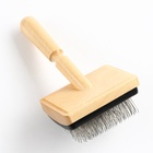 Щётка - пуходёрка «Премиум», основание 80×60 мм, с каплями, для длинношерстных животных, дерево - Фото 4