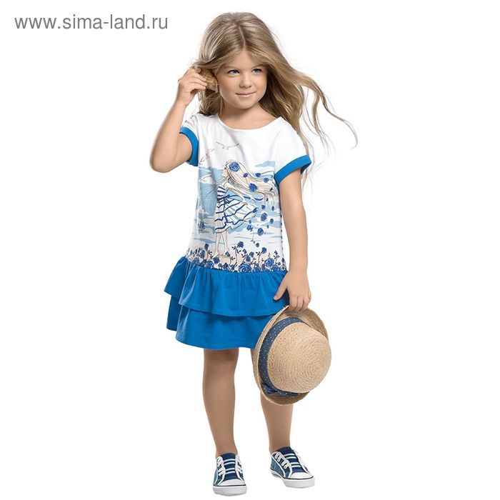 Платье для девочек, рост 104-110 см, возраст 4 года, цвет голубой - Фото 1