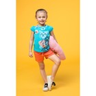 Комплект для девочек (футболка + шорты), рост 110-116 см, возраст 5 лет, цвет бирюзовый - Фото 2