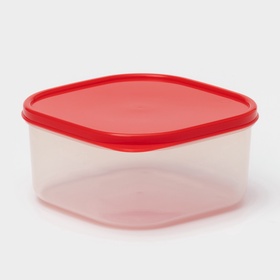 Контейнер для хранения еды Доляна, пищевой, 700 мл, пластик, прозрачный, крышка красная (комплект 2 шт)