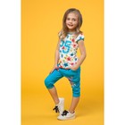 Комплект для девочек (футболка + бриджи), рост 98-104 см, возраст 3 года, цвет бирюзовый - Фото 2