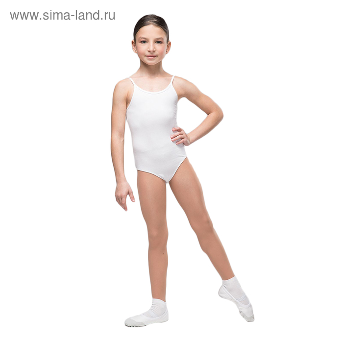Купальник гимнастический "Адажио", без рукавов, размер 28, цвет белый - Фото 1