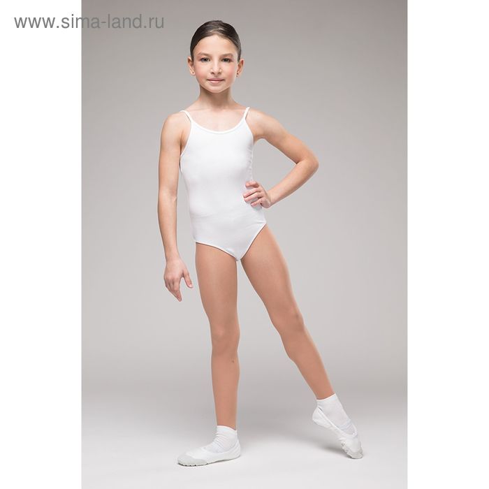 Купальник гимнастический "Адажио", без рукавов, размер 32, цвет белый - Фото 1
