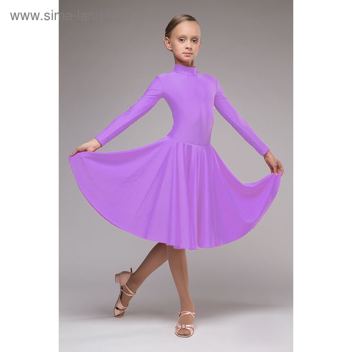 Рейтинговое платье, с длинным рукавом, юбка 2 солнца, размер 30, цвет сиреневый - Фото 1