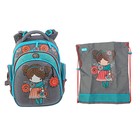 Рюкзак каркасный Hummingbird TK 37 х 32 х 18 см, мешок, для девочки, «Девочка», серый/голубой - Фото 1
