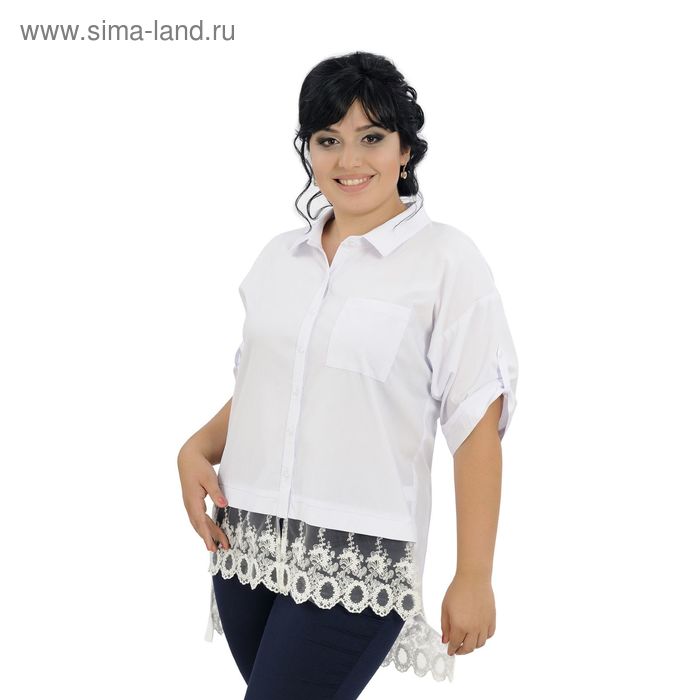Блузка женская, размер 52, рост 164 см, цвет белый (арт. 40-09 С+) - Фото 1