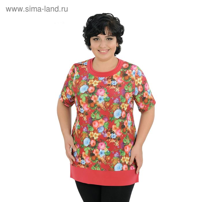 Блузка женская, размер 54, рост 164 см, цвет цветочный принт (арт. 40-12) - Фото 1