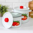 Набор эмалированных кастрюль «Клубника садовая», 2 предмета: 3.5 л, 5.5 л - Фото 2