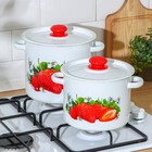 Набор эмалированных кастрюль «Клубника садовая», 2 предмета: 3.5 л, 5.5 л - Фото 4