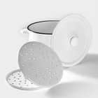 Мантоварка - позница, 7.5 л, 2 вставки, эмалированная, цилиндрическая, белая - Фото 2