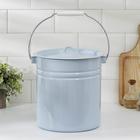 Ведро эмалированное, 12 л, цельнотянутое, с крышкой, голубое - Фото 1
