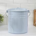 Ведро эмалированное, 12 л, цельнотянутое, с крышкой, голубое - Фото 2