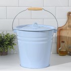 Ведро эмалированное, 12 л, с крышкой, голубое - Фото 1