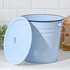 Ведро эмалированное, 12 л, с крышкой, голубое - Фото 3