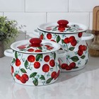 Набор кастрюль эмалированных «Сочная вишня», 2 шт.: 4.5 л, 5 л, белый - Фото 1