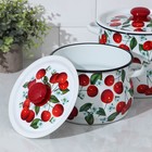 Набор кастрюль эмалированных «Сочная вишня», 2 шт.: 4.5 л, 5 л, белый - Фото 2