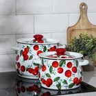 Набор кастрюль эмалированных «Сочная вишня», 2 шт.: 4.5 л, 5 л, белый - Фото 4