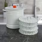 Мантоварка - позница эмалированная, 12 л, 4 вставки, цилиндрическая, цвет белый - Фото 1