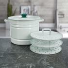 Мантоварка - позница, 9 л, 3 вставки, эмалированная, цилиндрическая, белая - Фото 10