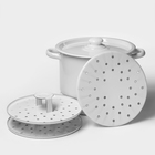 Мантоварка - позница, 9 л, 3 вставки, эмалированная, цилиндрическая, белая - Фото 2