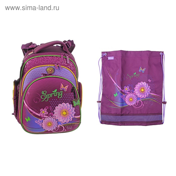 Рюкзак каркасный Hummingbird TK 37 х 32 х 18 см, мешок, для девочки, «Цветы», фиолетовый/сиреневый - Фото 1