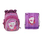 Рюкзак каркасный Hummingbird TK 37 х 32 х 18 см, мешок, для девочки, «Кошечка», фиолетовый/розовый - Фото 1