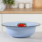 Таз для бани эмалированный «Клубника садовая», 7 л, 38,5×12 см, цвет голубой - Фото 1