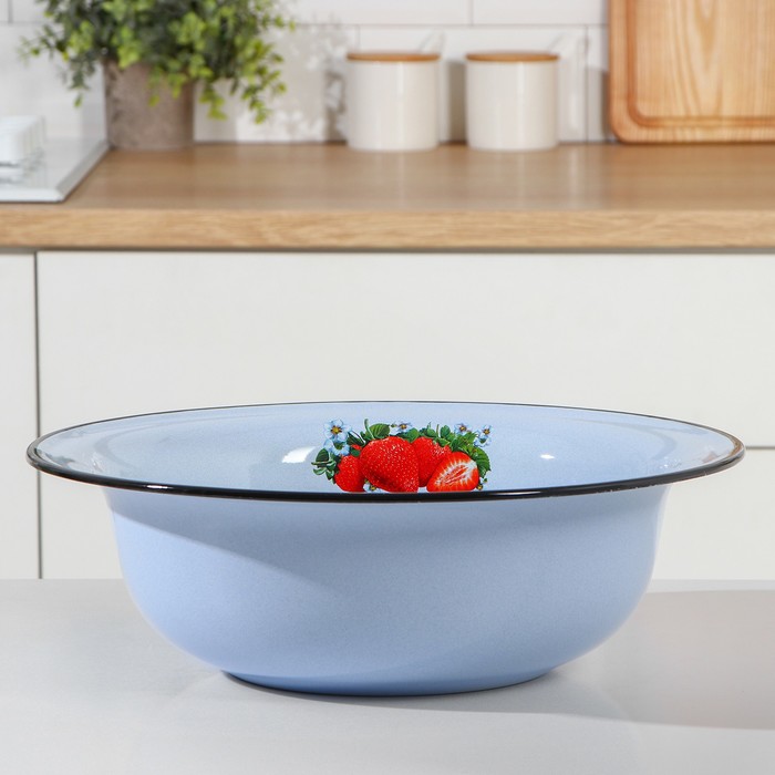 Таз «Клубника садовая», 7 л, 38,5×12 см, индукция, цвет серо-голубой - Фото 1