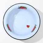Таз для бани эмалированный «Клубника садовая», 7 л, 38,5×12 см, цвет голубой - Фото 2
