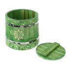 Кадка из липы, 10л, нержавеющий обруч, с гнетом, крашеная резная, "Добропаровъ" - Фото 2